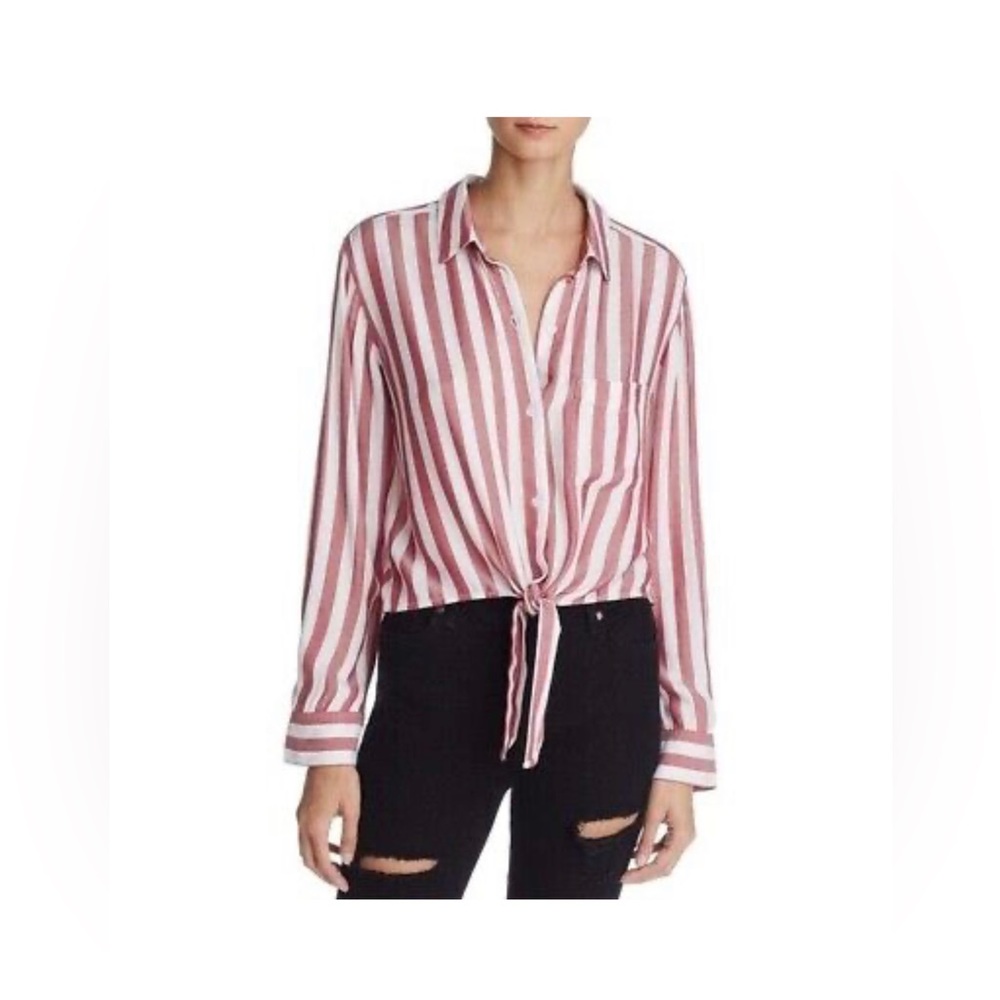 Rails Val Dali Stripe Tie Front Shirt Red White Womens XS